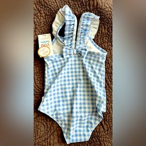 NWT - Carters Blue Checked Swimsuit - 18M